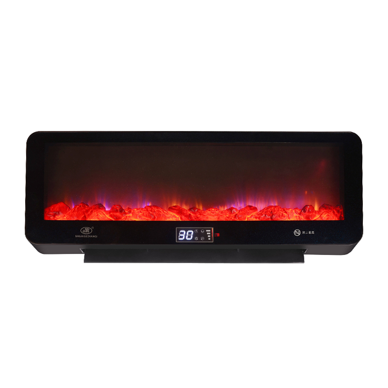 Calentador de ventilador negro de calor rápido de 3300W con pantalla de llama